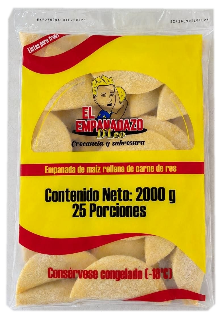 Paquete congelado de empanadas de carne por 25 unidades